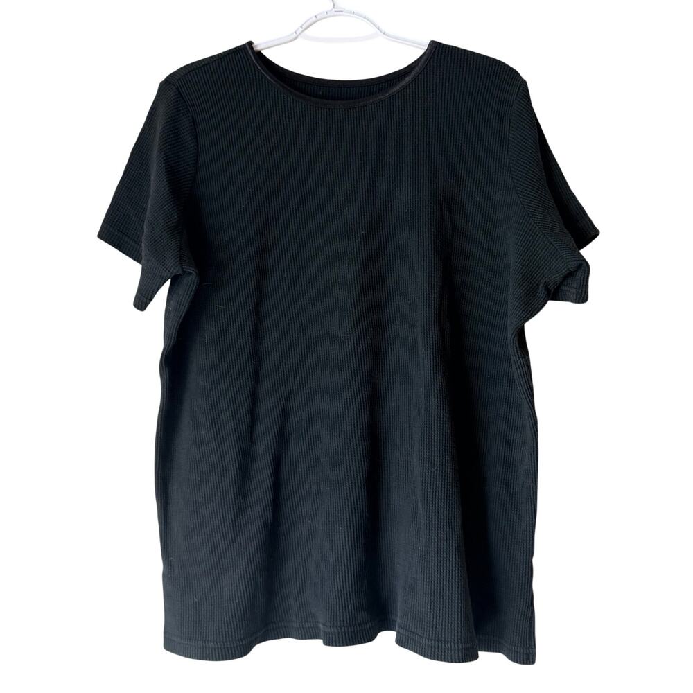 Woman Within Black Waffle Knit Short Sleeve Tee Women’s Size 22/24 (1X)